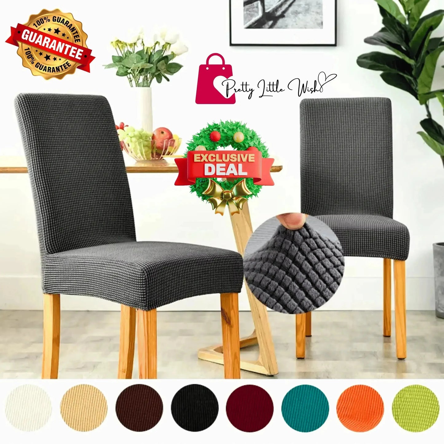 6pc SET EverClean™ Modern Waterproof Stretch Dining Chair Covers (Best Value)