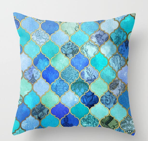 Blue/Green Geometric Cushion cover (45x45cm) -