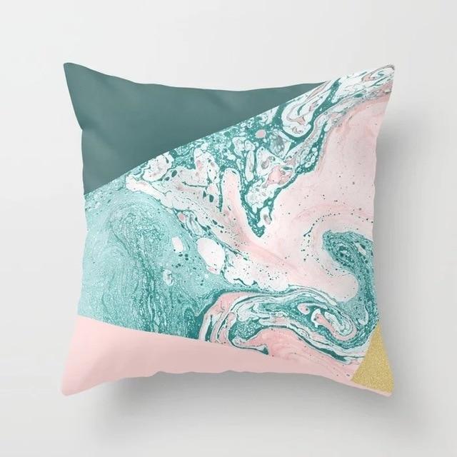 Blue/Green Geometric Cushion cover (45x45cm) -