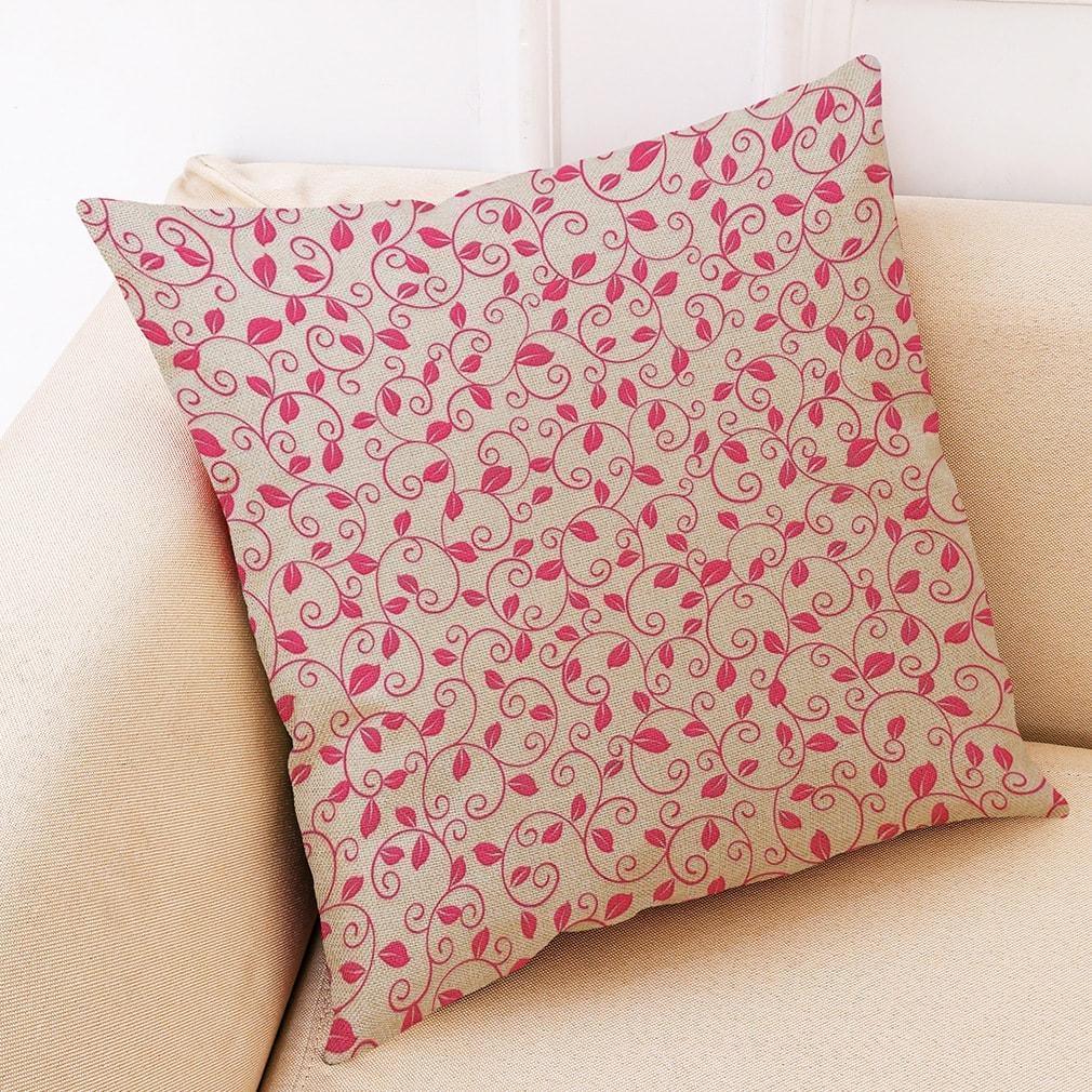 Flower Pattern Cotton Linen Pillowcase -