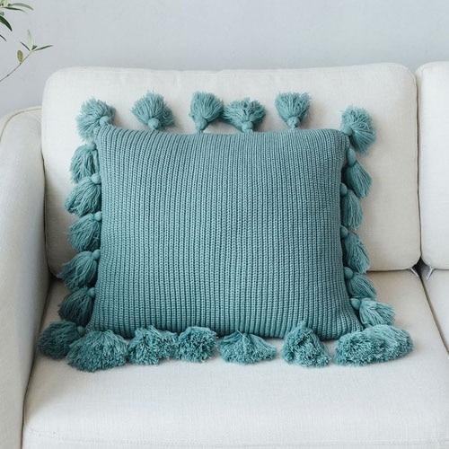 Knit Cushion Cover Solid Pillow Case 45*45cm Soft For Sofa -