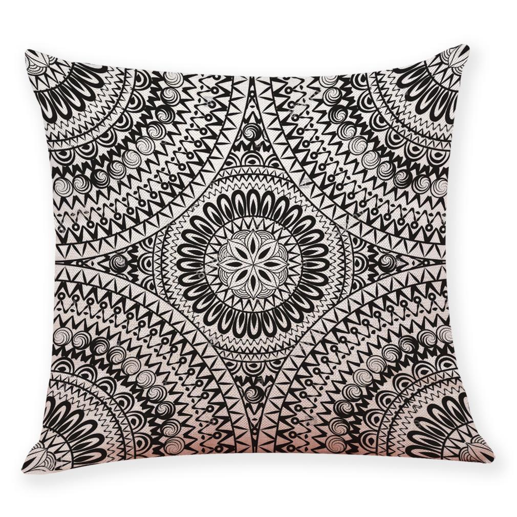 Mandala Pattern Cotton Hemp Pillowcase -