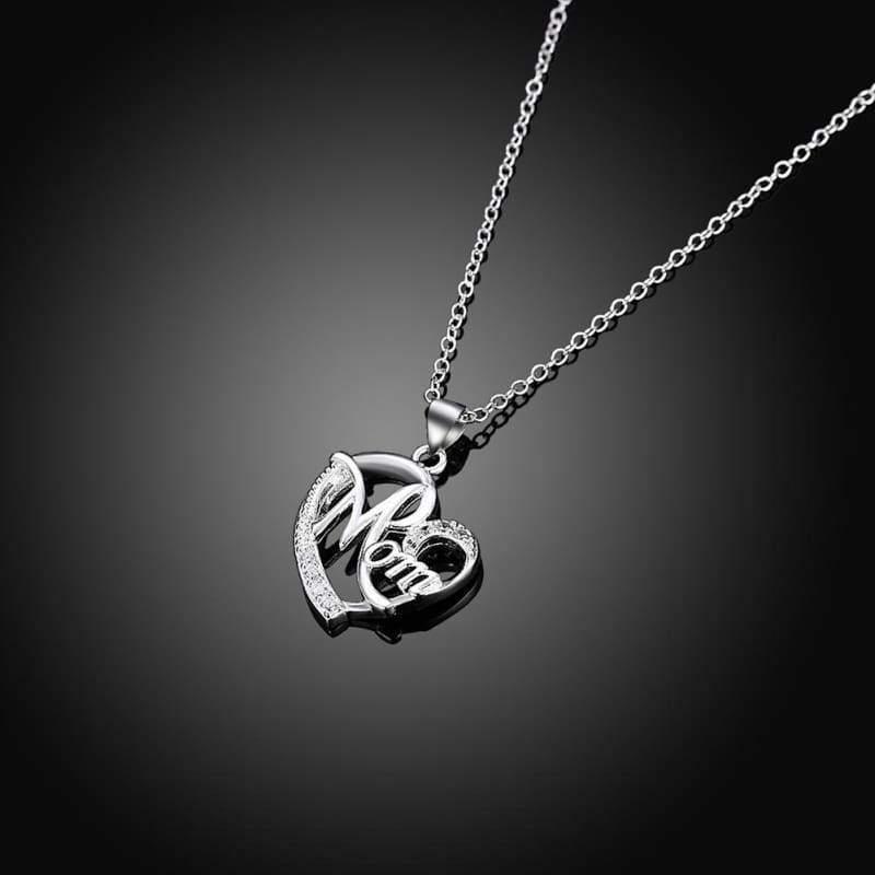 💕 Mom Exquisite Women's 925 Sterling Silver/ Rose Gold Mom's Love Shaped Diamond Necklace 💕