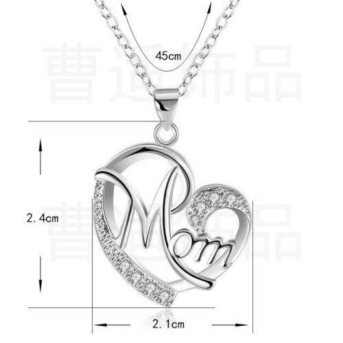 💕 Mom Exquisite Women's 925 Sterling Silver/ Rose Gold Mom's Love Shaped Diamond Necklace 💕