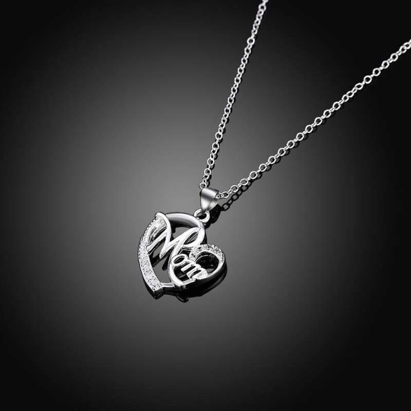 💕 Mom Exquisite Women's 925 Sterling Silver/ Rose Gold Mom's Love Shaped Diamond Necklace 💕
