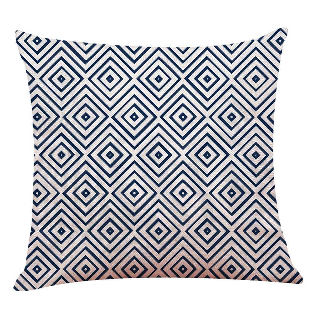 Pink Geometric Pattern Cotton Pillowcase -