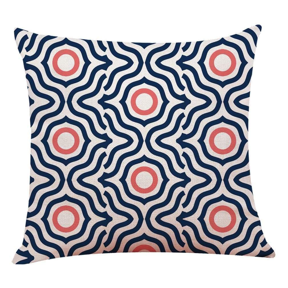Pink Geometric Pattern Cotton Pillowcase -