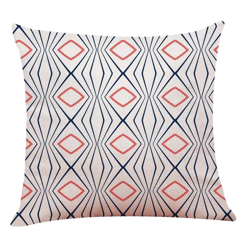 Pink Geometric Pattern Cotton Pillowcase -