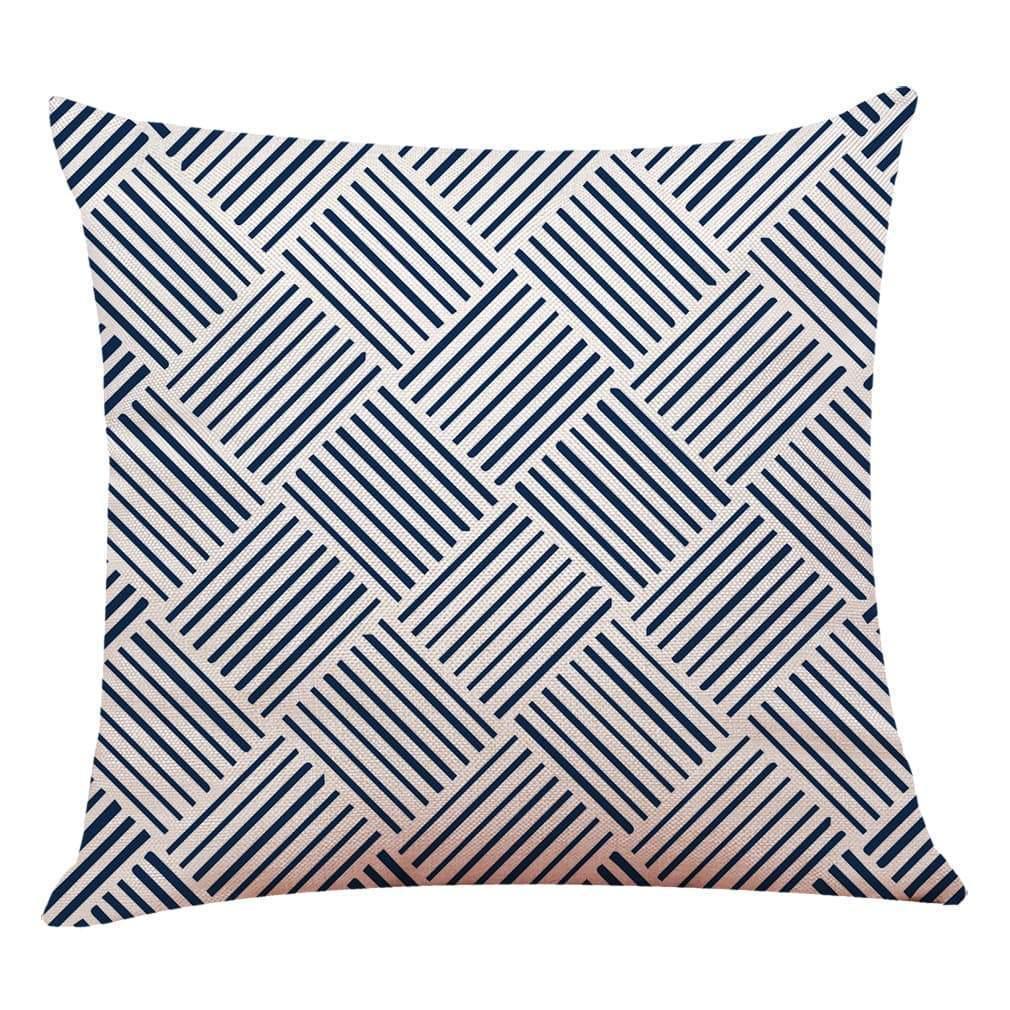 Pink Geometric Pattern Cotton Pillowcase -