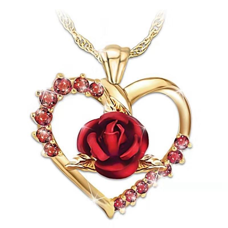 Red Rose Pendant Necklace 🌹