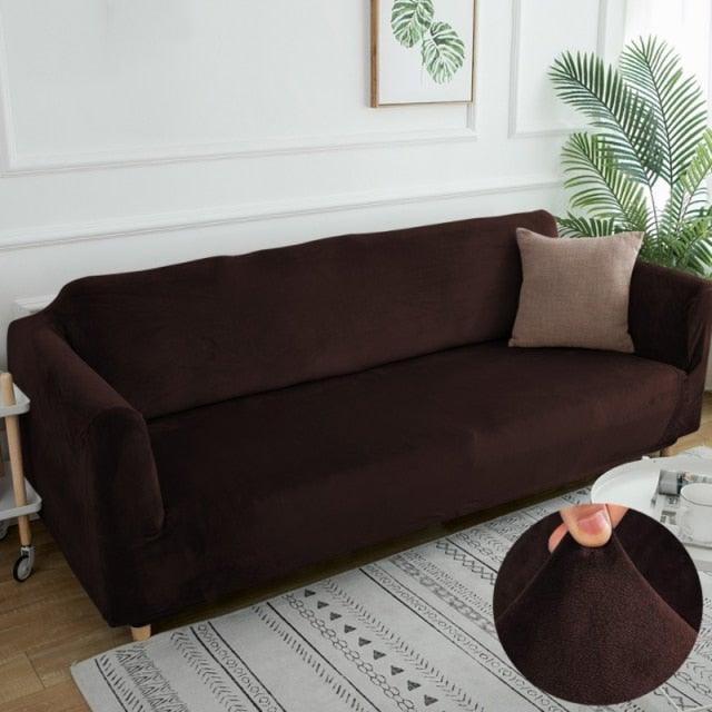 Velvet Thicken Sofa Cover Modern Solid Color Elastic Furniture Couch Slipcover Stretch All-inclusive Sofa Covers for Living Room -