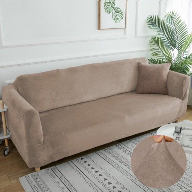 Velvet Thicken Sofa Cover Modern Solid Color Elastic Furniture Couch Slipcover Stretch All-inclusive Sofa Covers for Living Room -