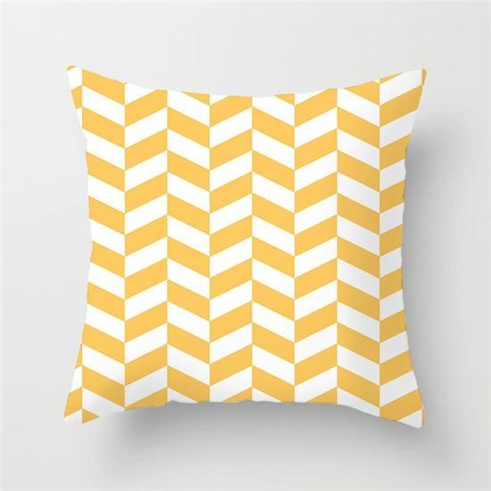 Yellow Geometric Cushion Cover -