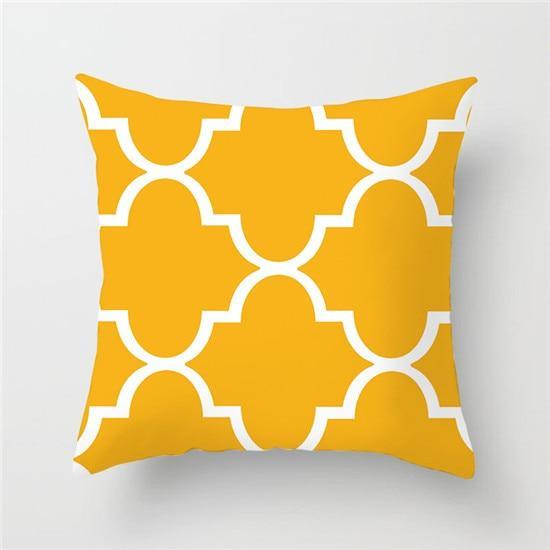Yellow Geometric Cushion Cover -