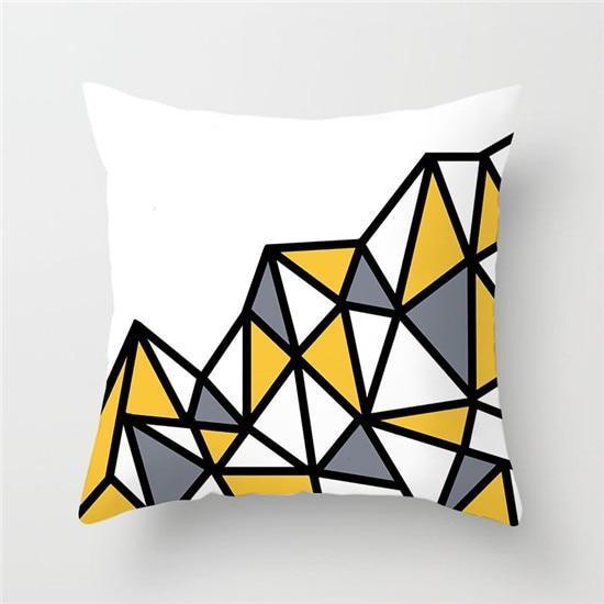 Yellow Geometric Cushion Cover -