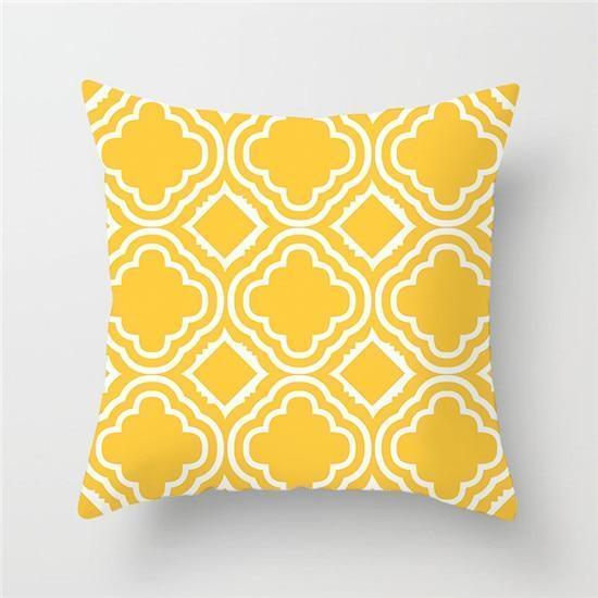 Yellow Geometric Cushion Cover -