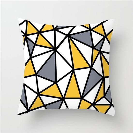 Yellow Geometric Cushion Cover -