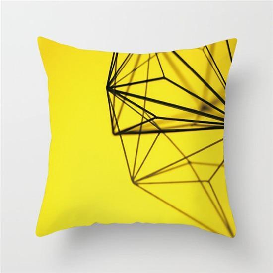 Yellow Geometric Cushion Cover -