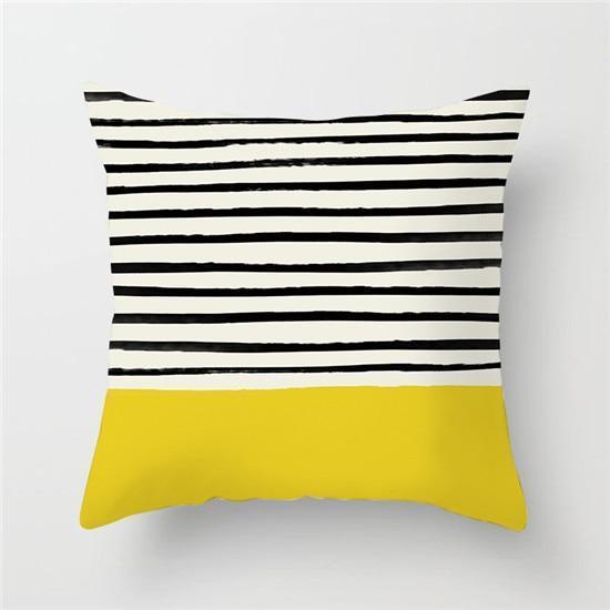 Yellow Geometric Cushion Cover -