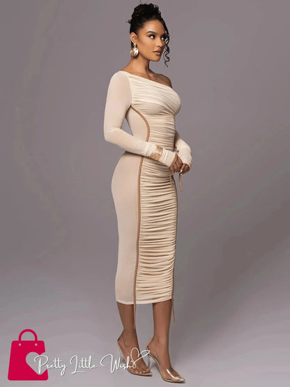 Elegant Off-Shoulder Mesh Dress