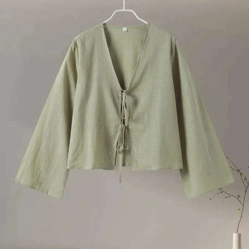 2024 V-Neck Linen Blouse