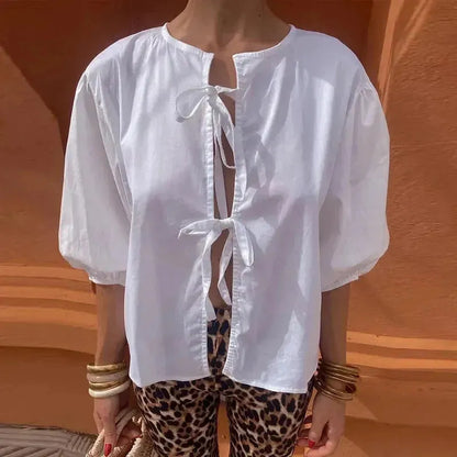 2024 V-Neck Linen Blouse