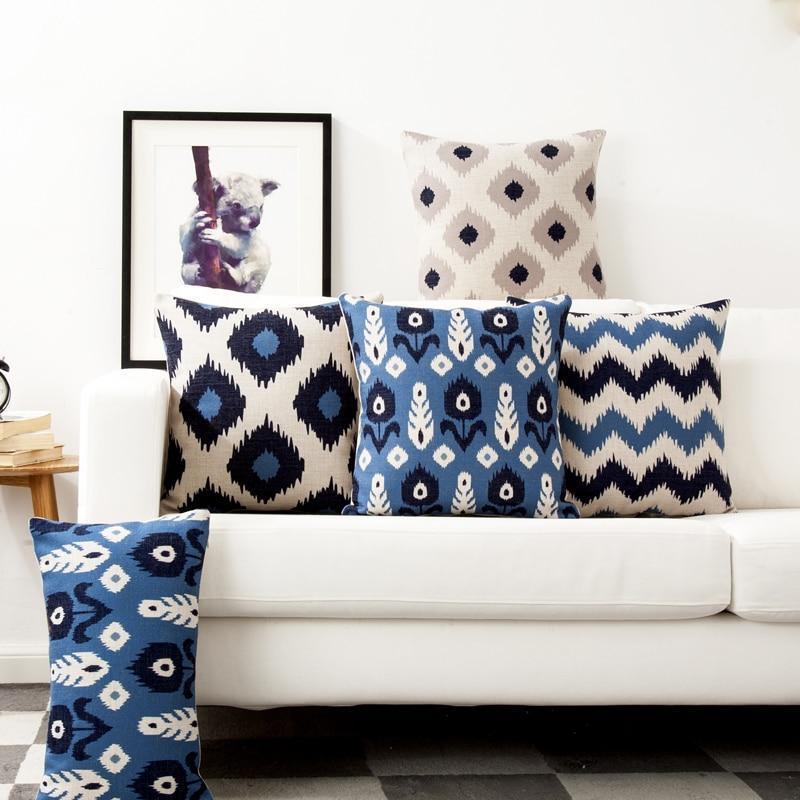 Blue Beige Nordic Pillow Covers