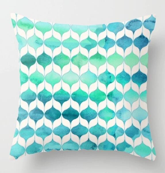 Blue/Green Geometric Cushion cover (45x45cm) - 