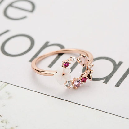 Butterfly Pink Multi-Stone Rose Gold Ring