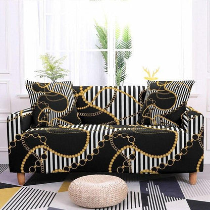 Elastic Chain Printed Sofa L-shape Covers