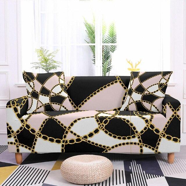 Elastic Chain Printed Sofa L-shape Covers