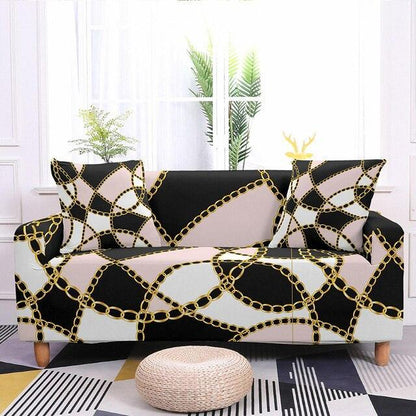 Elastic Chain Printed Sofa L-shape Covers - 