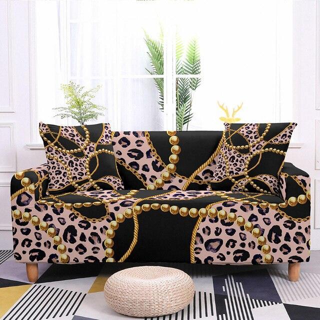 Elastic Chain Printed Sofa L-shape Covers - 