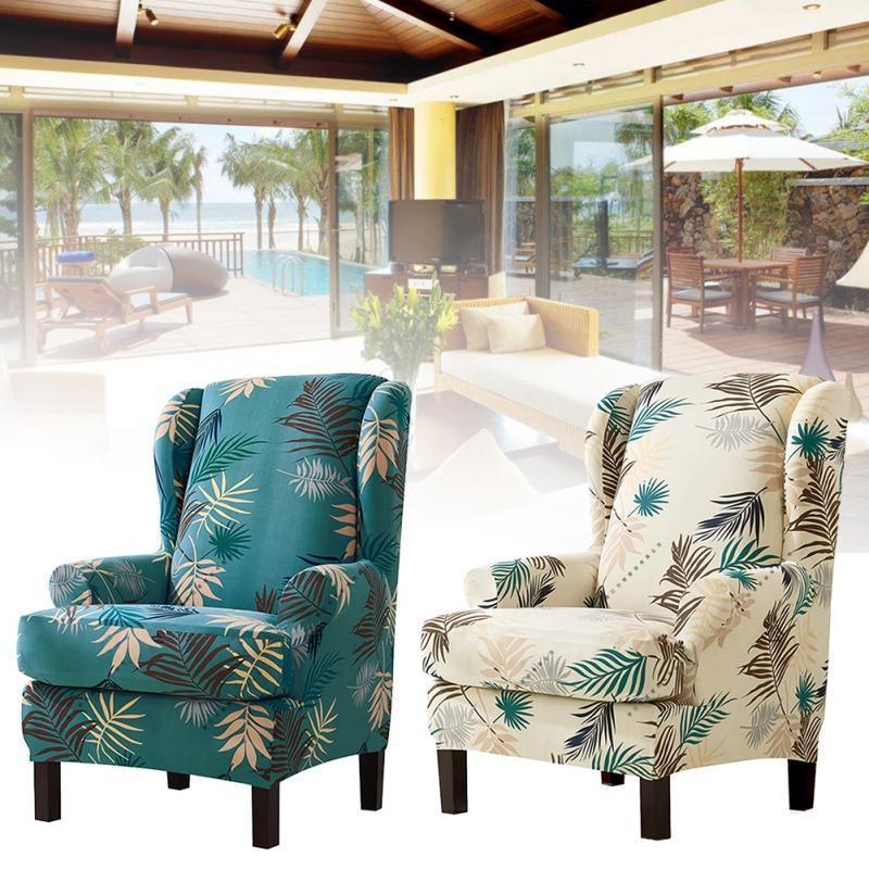 Elastic Printed Sofa Wing Chair Protective Sleeve