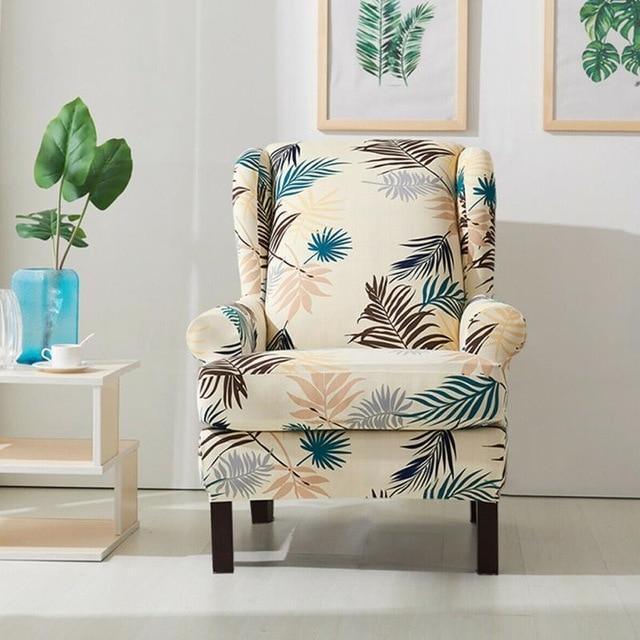 Elastic Printed Sofa Wing Chair Protective Sleeve - 