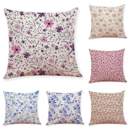 Flower Pattern Cotton Linen Pillowcase