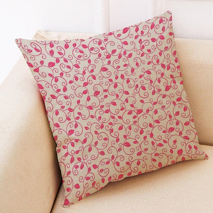 Flower Pattern Cotton Linen Pillowcase - 