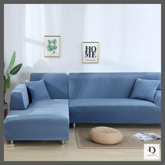 Grey Blue Stretch Sofa Slipcover | Sectional Covers - 