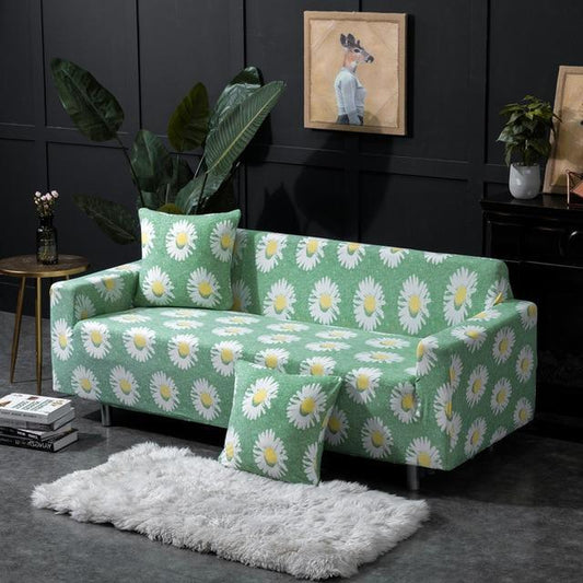 Happy Sunflower Pattern Stretch Sofa Couch Slip Cover - ART DECO - 