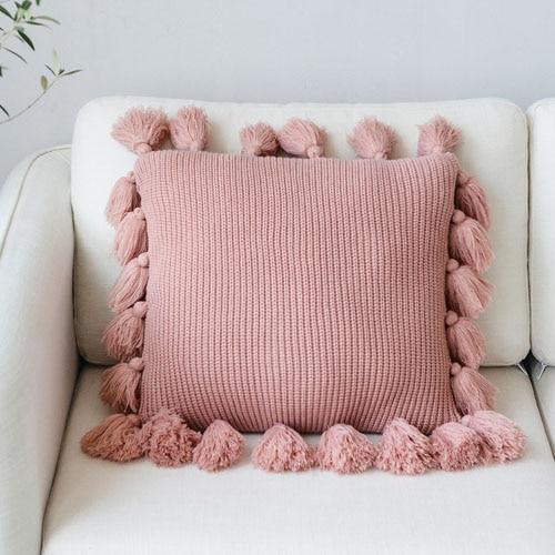 Knit Cushion Cover Solid Pillow Case 45*45cm Soft For Sofa - 