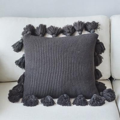 Knit Cushion Cover Solid Pillow Case 45*45cm Soft For Sofa - 