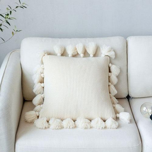 Knit Cushion Cover Solid Pillow Case 45*45cm Soft For Sofa - 