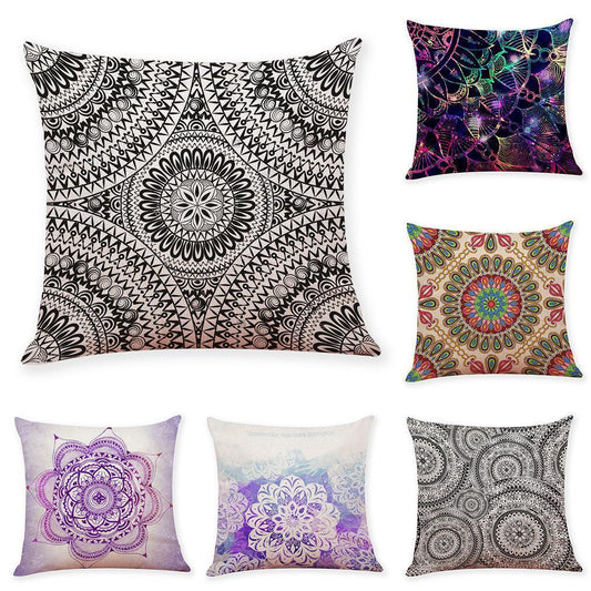 Mandala Pattern Cotton Hemp Pillowcase