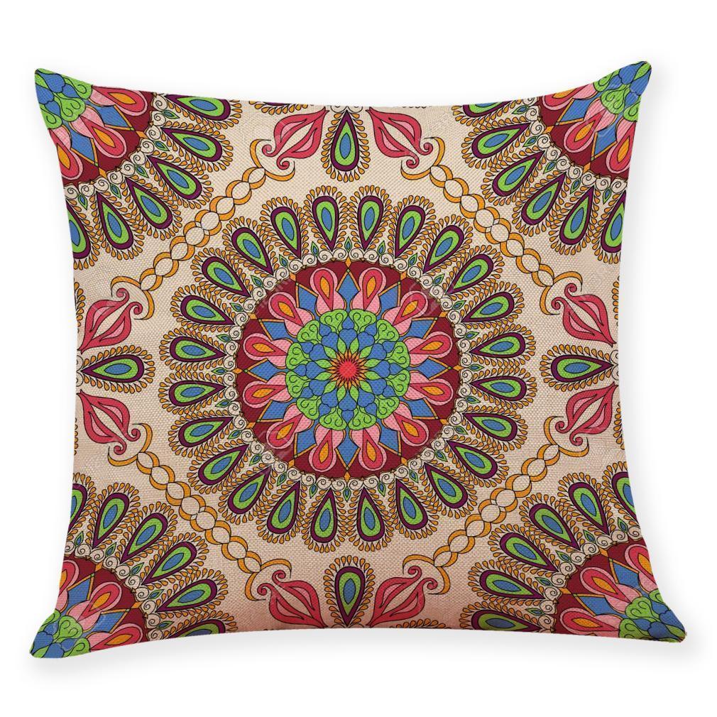 Mandala Pattern Cotton Hemp Pillowcase - 