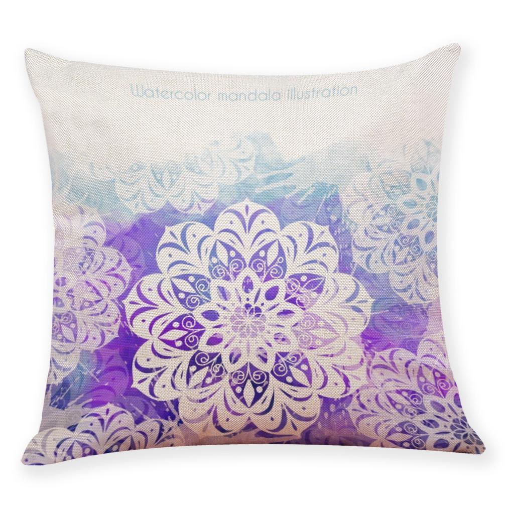 Mandala Pattern Cotton Hemp Pillowcase - 