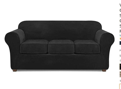 Modern Velvet Loveseat/ 3 Seat Covers for 2/3 Cushion Couch Covers for Sofa Stretch Couch Covers 3 Piece Loveseat Slipcover for Loveseats with 2 /3 Cushions Furniture Protector Machine Washable