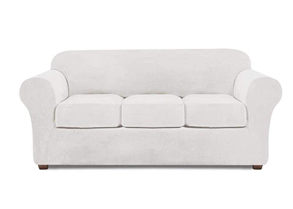 Modern Velvet Loveseat/ 3 Seat Covers for 2/3 Cushion Couch Covers for Sofa Stretch Couch Covers 3 Piece Loveseat Slipcover for Loveseats with 2 /3 Cushions Furniture Protector Machine Washable - 
