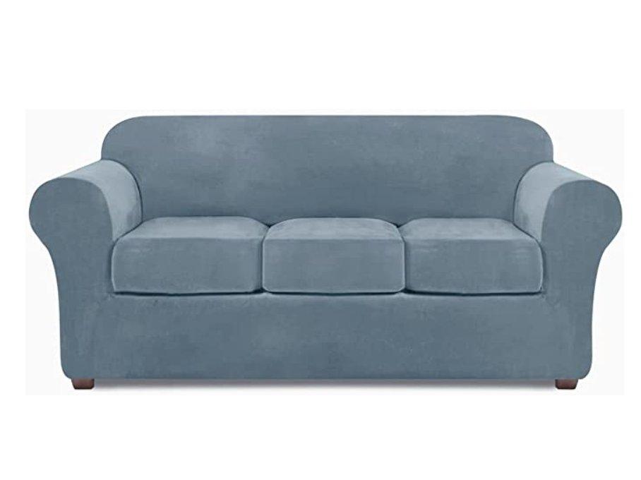 Modern Velvet Loveseat/ 3 Seat Covers for 2/3 Cushion Couch Covers for Sofa Stretch Couch Covers 3 Piece Loveseat Slipcover for Loveseats with 2 /3 Cushions Furniture Protector Machine Washable - 