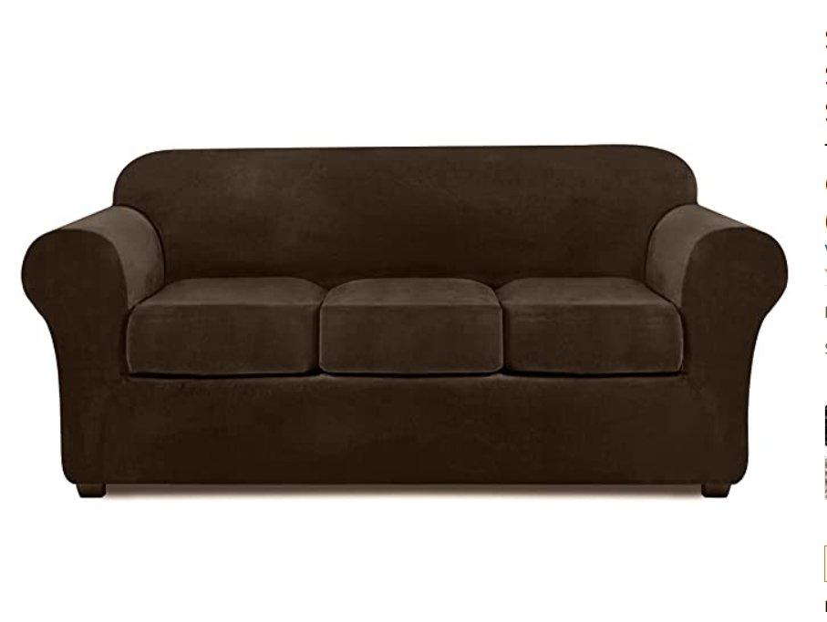 Modern Velvet Loveseat/ 3 Seat Covers for 2/3 Cushion Couch Covers for Sofa Stretch Couch Covers 3 Piece Loveseat Slipcover for Loveseats with 2 /3 Cushions Furniture Protector Machine Washable - 