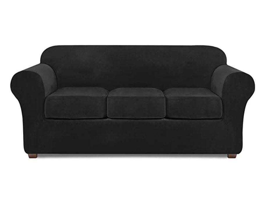 Modern Velvet Loveseat/ 3 Seat Covers for 2/3 Cushion Couch Covers for Sofa Stretch Couch Covers 3 Piece Loveseat Slipcover for Loveseats with 2 /3 Cushions Furniture Protector Machine Washable - 